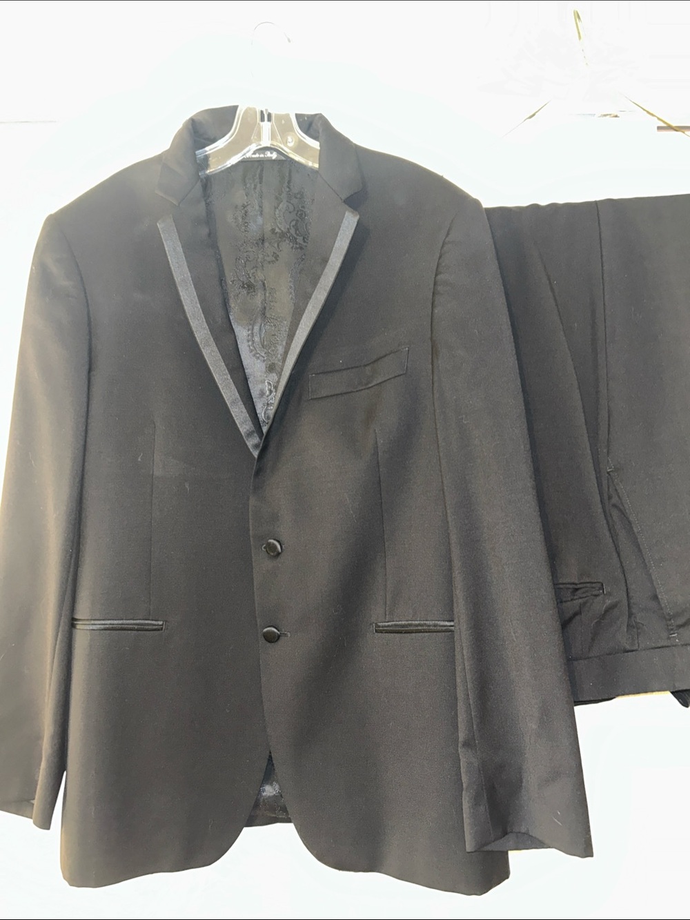 Men's Italian Lanificio Black Two-Button Tuxedo Jacket and Trousers